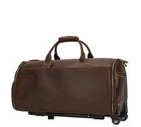 Sac à roulettes en Cuir de Cheval for Homme, Sac Voyage d'affaires, Pochette Chaussures, Housse vêtements, Costumes, Bagages, Sacs Sport pour Le Week-End de Voyage de Gym(Coffee)
