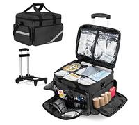 Sac à roulettes médical avec chariot détachable, sac à roulettes avec séparateurs amovibles, idéal pour les médecins et les infirmières, pratique sur roulettes, Noir