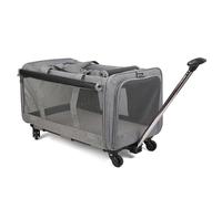 Sac à roulettes multifonctionnel pour animal domestique, peut accueillir 2 chats et 1 chien, boîte de voyage portable respirante pour animal de compagnie, matériau en tissu Oxford, design à trois