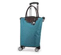 Sac à roulettes pliable avec roulettes pivotantes à 360°, fermeture éclair étanche, capacité de 50 kg, diable amovible, 28 l, pour supermarché, voyage, pique-nique, camping