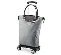 Sac à roulettes pliable avec roulettes pivotantes à 360°, fermeture éclair étanche, capacité de 50 kg, diable amovible, 28 l, pour supermarché, voyage, pique-nique, camping