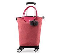 Sac à roulettes pliable avec roulettes pivotantes à 360°, fermeture éclair étanche, capacité de 50 kg, diable amovible, 28 l, pour supermarché, voyage, pique-nique, camping