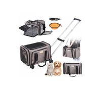 Sac à Roulettes pour Chat Chien 11,3 kg Sac de Transport Chats Poignée Télescopique Bandoulière Gamelle Pliable Transporteur Roula