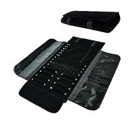 Sac à roulettes pour organisateur de bijoux, rouleau pliable pour bijoutier grande capacité et pratique portable, pour plusieurs colliers, bracelets (Flannel, Black1)