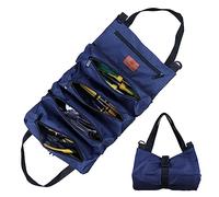 Sac à Roulettes pour Outils, Sac à Outils en Toile pour Clés à Molette, Sac à Roulettes Polyvalent avec 5 Poches à Fermeture éclair, Idéal pour les Plombiers et les électriciens(Bleu)