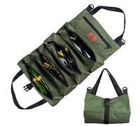 Sac à Roulettes pour Outils, Sac à Outils en Toile pour Clés à Molette, Sac à Roulettes Polyvalent avec 5 Poches à Fermeture éclair, Idéal pour les Plombiers et les électriciens(Vert)