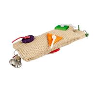 Sac à snack sisal avec papier, bois, cloche pour oiseaux Duvoplus Multicolore 5,5x10,2x33 cm