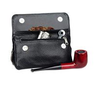 Sac à Tabac en Cuir - Étui à Blague à Tabac à Cigarettes Porte-Monnaie à Rouler à la Main - Étui à Blague à Tabac pour Pipe - pour 2 Pipes Tamper Filtre Outil Nettoyant Préserver la Fraîcheu