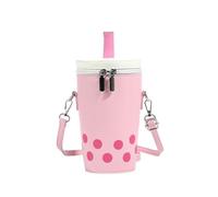 Sac à tasse à pois, sac à bandoulière Kawaii - Sac à bandoulière avec paille - Pour femme - Vert, rose, 13cm