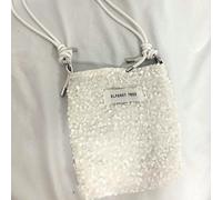 Sac à téléphone ajustable pour femmes, design de niche japonais & coréen, style Ins, blanc à sequins, petit sac bandoulière croisé, très élégant, pour le travail, les trajets, les sorties et les cours