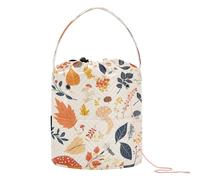 Sac à tricoter avec trous pour ranger des outils de crochet, des feuilles d'automne, des fruits, des citrouilles et des champignons