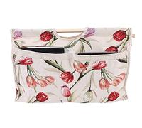 Sac à tricoter Manche en bois Pull Bois Poignée en Bois Couture Stockage (Jacquard Rose)