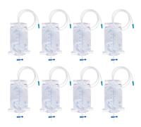 Sac à urine pour les jambes : 500 ml sac de jambe sac de drainage d'urine, sac de collecte d'urine avec 2 sangles, poche d'urine avec valve et évacuation en T, sac de drainage (8 pièces)