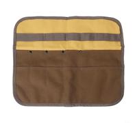 Sac à ustensiles de camping en toile pour outils de barbecue - Pochette enroulable multi-poches avec boucle de suspension, 36,5 x 30,5 cm, marron, organisateur de cuisine d'extérieur portable pour