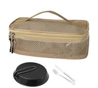 Sac à ustensiles de camping - Pochette portable pour ustensiles de cuisine | Trousse de toilette portable multifonction en maille pour aventure, vacances, barbecue, camping, voyage, pique-nique, kaki