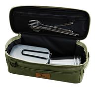 Sac à ustensiles de camping - Sac de rangement portable pour ustensiles de cuisine avec poignée, sac de protection, résistant à la saleté, étanche avec poches, organisateur de camping