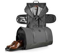 Sac à vêtements convertible pour voyage - Sac de voyage avec compartiment à chaussures étendu et bretelles - Sac étanche 2 en 1 à suspendre pour homme, gris, Voyage d'affaires