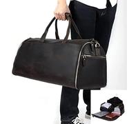 Sac à Vêtements De Transport, Sac à Vêtements Convertible avec Chaussures Sac en Cuir Pleine Fleur Vintage Grand Sac De Sport 2 en 1 Valise Suspendue Costume Sacs De Voyage pour Hommes