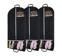 Sac à vêtements de voyage de 127 cm avec deux poches transparentes pour protéger et organiser les costumes, les robes et les accessoires pendant les voyages d'affaires (noir)