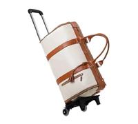Sac à vêtements de Voyage Pliable 55L, Bagage Main W nd avec Sac Chaussures et Sangle Chariot, Valise Portable for Hommes Femmes(Beige)
