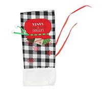 Sac à vin couvercle de vins de la grille carrée sac à vide à vin pour la maison de fête de Noël Bar à la maison (Black and White Checkered)