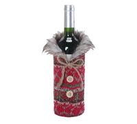 Sac à vin de Noël - Support décoratif pour tricot, sac de protection fait à la main pour la famille, les amis, les vacances, le salon, la cuisine, le bar, la boutique, Rouge, Reportez-vous à la