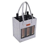 Sac à vin en feutre - Sac à vin pour 6 bouteilles avec fenêtre, sacs porte-bouteilles avec poignée, sac de voyage réutilisable pour cadeaux de fête, voyage, camping, gris clair, Voir description, Voir