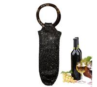 Sac à vin en strass - Pochette fourre-tout en étincelante, poignée en résine, porte-bouteille de champagne, ornement décoratif en de diamant, emballage cadeau de luxe pour dîner, fête
