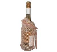 Sac à vin - Pochette en maille avec poignée pour bouteilles de vin, design de luxe étincelant avec poignée souple, idéal pour fête de champagne, fête, mariage, pique-nique, dîner, voyage, vacances