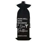 Sac à vin pour infirmière praticienne, remise de diplôme, cadeau pour infirmière, étudiante en soins infirmiers (1 pièce, noir)