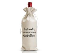 Sac à vin pour marraine et marraine - Cadeau pour femme - Auntie Friend Bestie, Best Mates Get Promoted To Godmother - Kit de survie pour marraine, annonce de bébé et cadeau de baptême, décoration de