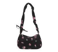 Sac Aisselles Plié pour Femmes Grande Capacité Sac à Bandoulière Fleurs Sac à Main Étudiants Chaîne de Formation Pendule Femmes Plissé Épaule École Grande Capacité Aisselle, Noir