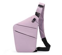 Sac anti-vol original unisexe sac de poitrine sport sac à bandoulière près du corps sac oblique multifonction bandoulière gauche ou droite option épaule, Lila2., Linksschulter