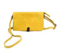 Sac artisanal cuir 'Soleil du Sud' jaune vintage (multi-compartiments)- 26x17x4 cm [N7915]