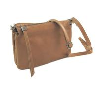 Sac artisanal cuir 'Soleil du Sud' marron (3 compartiments) - 22x16x5 cm [P8989]