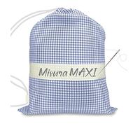 SAC ASILO dimensions GRAND 45 x 60 cm à carreaux teint en fil avec toile AIDA pour broder le nom - Bleu