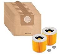 Sac aspirateur et Filtre pour Karcher WD3 Sacs remplacement 6.959-130 [Lot 10] et Filtres remplacement 6.414-552.0 [Lot 2] Phonillico® G