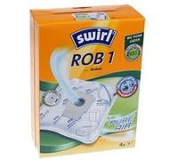 Swirl ROB 1 EcoPor Lot de 4 sacs d'aspirateur indéchirables pour certaines stations d'aspiration iRobot, filtration à 99,9% de la poussière domestique et des poussières fines allergènes