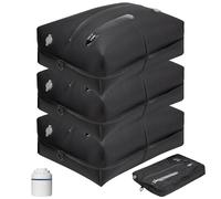 Sac Aspiration Sous Vide Vetement Voyage Réutilisable TPU Sac Voyage de Compression avec d'étanchéité Zip Cubes D'emballage Etanches pour Valise Sac à Dos Bagage à Main (3 Pièces + 1 Pompe)