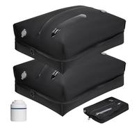 Sac Aspiration Sous Vide Vetement Voyage Réutilisable TPU Sac Voyage de Compression avec d'étanchéité Zip Cubes D'emballage Etanches pour Valise Sac à Dos Bagage à Main (2 Pièces + 1 Pompe)