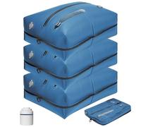 Sac Aspiration Sous Vide Vetement Voyage Réutilisable TPU Sac Voyage de Compression avec d'étanchéité Zip Cubes D'emballage Etanches pour Valise Sac à Dos Bagage à Main (3 Pièces + 1 Pompe)