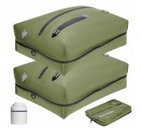 Sac Aspiration Sous Vide Vetement Voyage Réutilisable TPU Sac Voyage de Compression avec d'étanchéité Zip Cubes D'emballage Etanches pour Valise Sac à Dos Bagage à Main (2 Pièces + 1 Pompe)