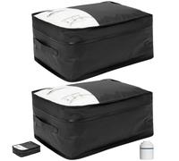 Sac Aspiration Sous Vide Vetement Voyage Réutilisable TPU Sac Voyage de Compression avec IP67 d'étanchéité Zip Cubes D'emballage Etanches pour Voyages D'affaires(2 Pcs + 1 Pompe)