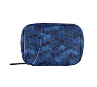 Sac auxiliaire bleu foncé avec motif irrégulier et compartiments amovibles, organiseur de comprimés pratique pour la semaine, Motif irrégulier bleu foncé