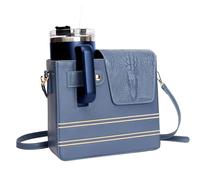 Sac avec porte-gobelet pour Tumbler - Poches à sangle imperméables et portables, porte-bouteille pour eau, pratique pour femme, sport, extérieur, gym, randonnée, voyage, voyage et camping, bleu