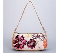Sac baguette à fleurs brodé de paillettes, sac sous le bras stylé et polyvalent pour femmes avec patchwork de perles, sac à bandoulière zippé avec broderie color-block, sac de soirée avec broderie de