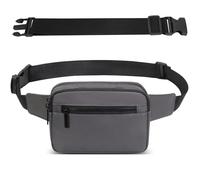 Sac Banana Femme Homme Sacoche Ville avec Ceinture Réglable Imperméable Sac à Taille avec 4 Poches pour Randonnée Cyclisme Balade Ville Festival Vacances Voyage Camping Outdoor Sport (Gris foncé)