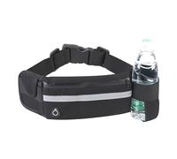 Sac banane 19,1 x 10,9 cm en caoutchouc imperméable noir avec 3 poches pour le sport, la course, les voyages et l'extérieur, noir, Tendance
