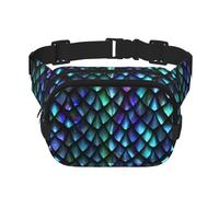Sac banane 3D avec motif écailles de dragon magique, sac de taille tendance, sac de taille carré, sac de ceinture noir avec sangle réglable, noir, One Size