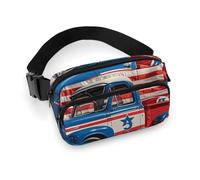 Sac banane 4 juillet pour homme et femme - Réglable - Style décontracté - Pour voyage, sport, randonnée - Blanc - 20,1 x 13 cm, blanc, 7.9x5.1inches
